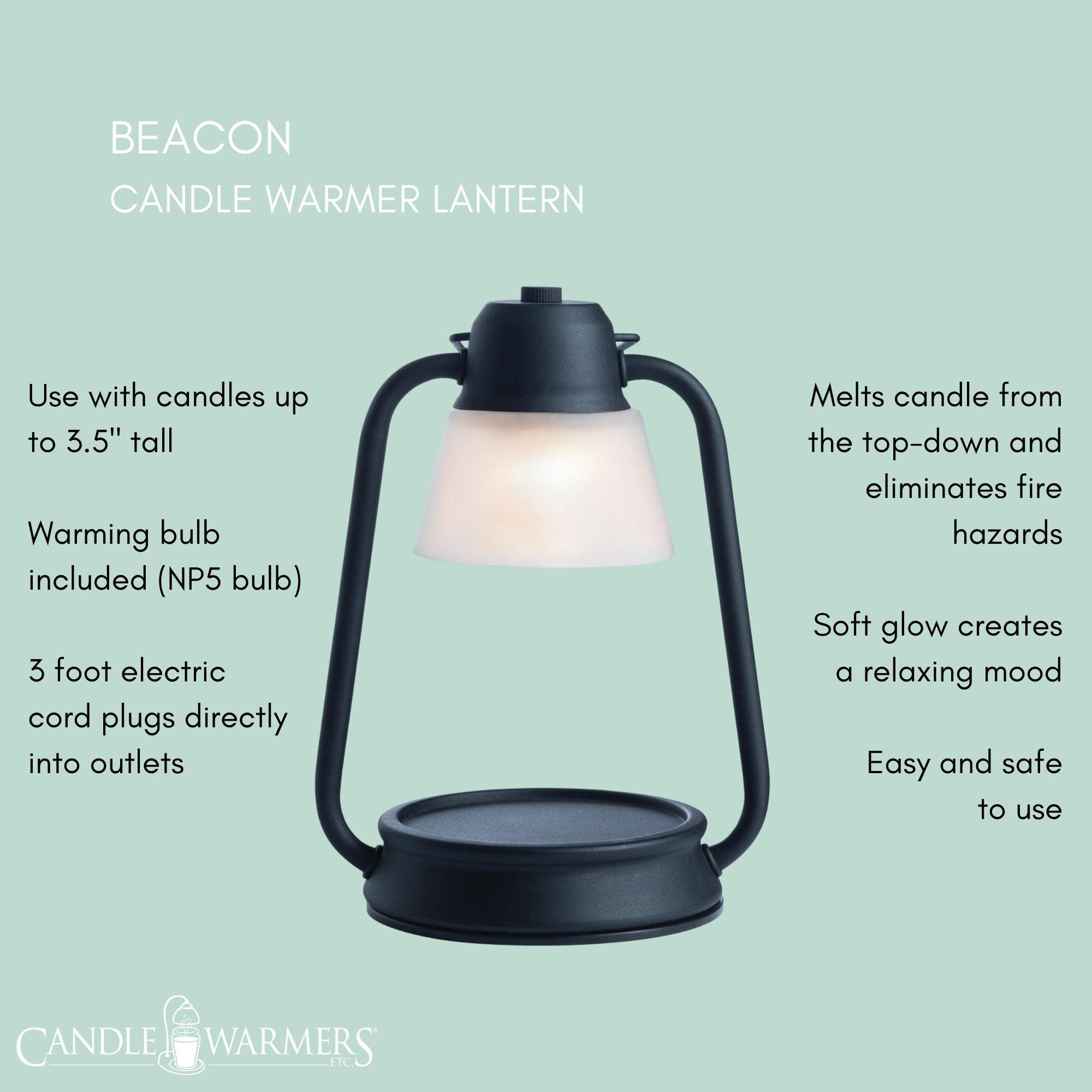 Candle Warmers Etc: Black Beacon Candle Warmer Lantern - Image 5